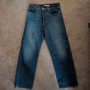 Levis Ribcage Straight Ankle Jeans High Rise 28x27 Dark Wash